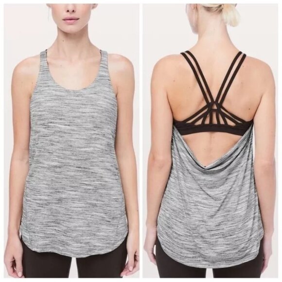 Lululemon Moment To Movement 2-In-1 Tank size 4 Heathered Black Top - Picture 1 of 7